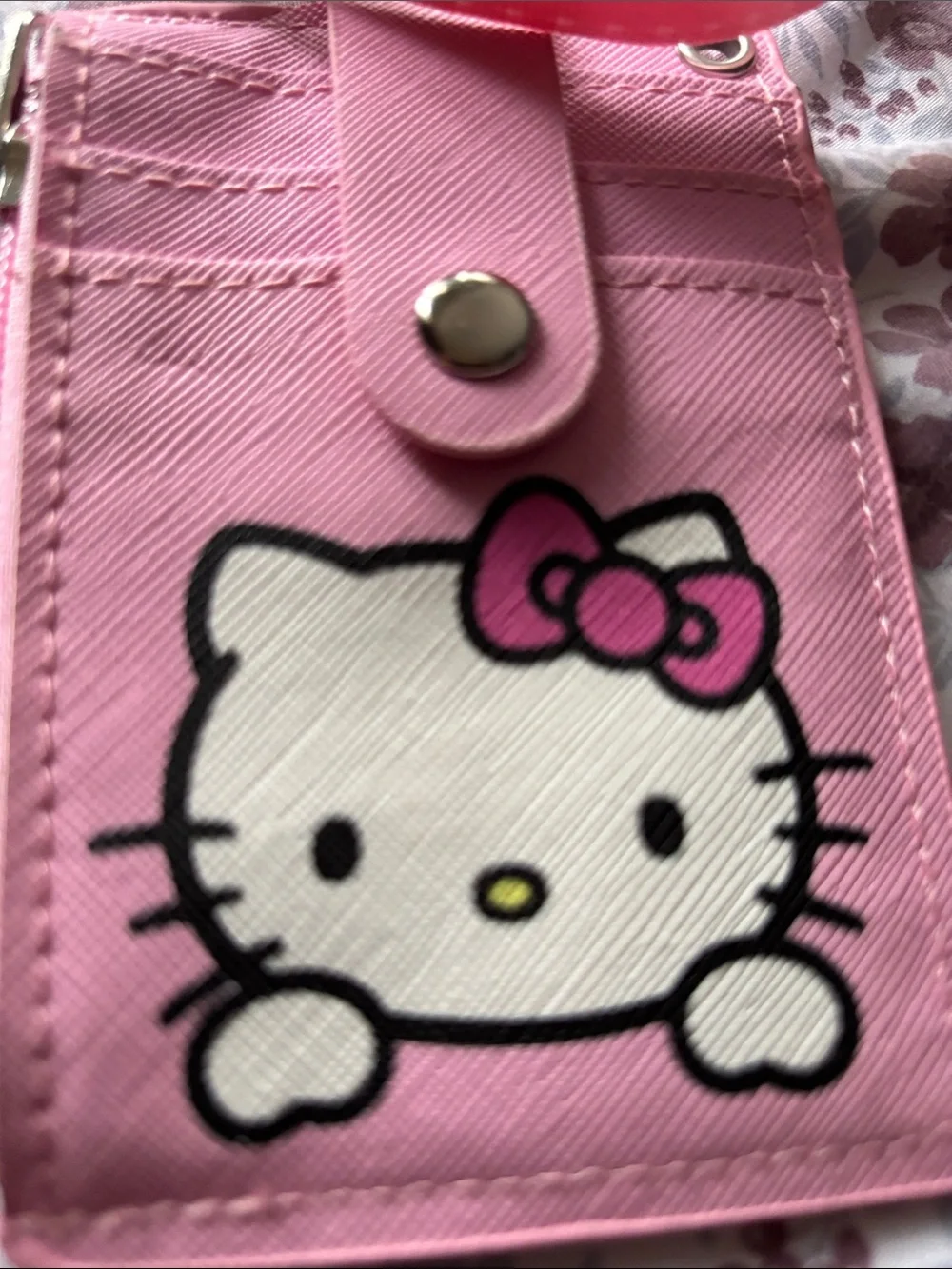 Hello Kitty Pink Card Holder Key Case with White Face and Pink Bow